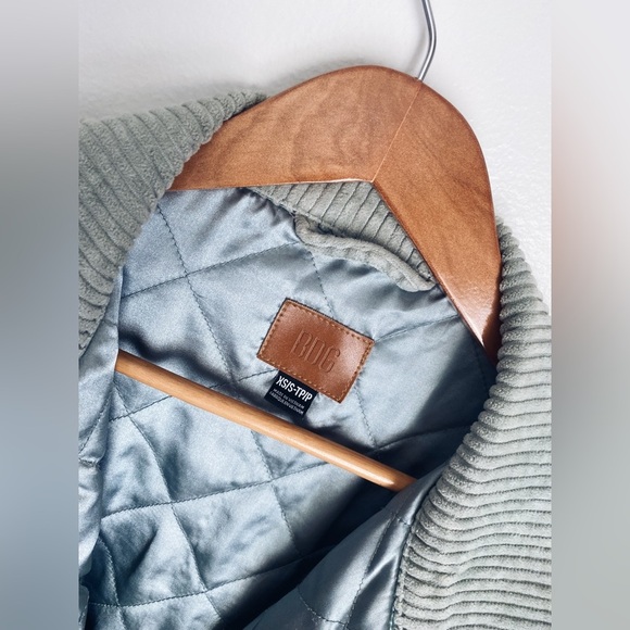 BDG Urban Outfitters Corduroy Olive Green Quilted Lined Shacket Jacket Oversized - Picture 8 of 12